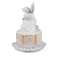 Clayre & Eef | Decoratie Beeld Konijn Wit Roze ø 12x17 cm | 6PR5168