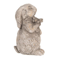 Clayre &amp; Eef   | Decoratie Beeld Konijn Grijs 10x9x15 cm | 6TE0560