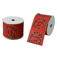 Clayre & Eef | Lint Rood Goudkleurig 6.3 cm x 5 m | LI0131