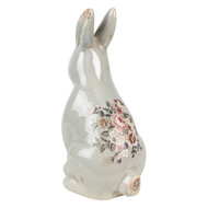 Clayre &amp; Eef   | Decoratie Beeld Konijn Grijs Roze 16x12x27 cm | 6CE1968L
