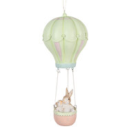 Clayre & Eef | Decoratie hanger Konijnen Beige Groen ø 14x34 cm | 6PR5474
