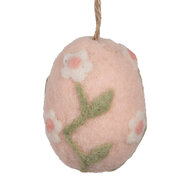 Clayre & Eef | Decoratie Hanger Ei Roze Groen ø 6x8 cm | 65961
