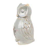 Clayre &amp; Eef   | Decoratie Beeld Uil Grijs Roze 13x12x22 cm | 6CE1967L