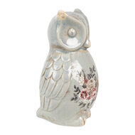 Clayre &amp; Eef   | Decoratie Beeld Uil Grijs Roze 13x12x22 cm | 6CE1967L