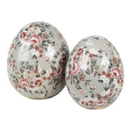 Clayre &amp; Eef   | Decoratie Beeld Ei Grijs Roze &oslash; 10x12 cm | 6CE1972M