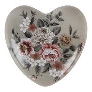 Clayre &amp; Eef   | Decoratie Hart Grijs Roze 11x11x4 cm | 6CE1973