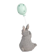 Clayre &amp; Eef   | Decoratie Beeld Konijn met Ballon Grijs Blauw 7x6x18 cm | 6PR5475