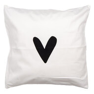 Clayre &amp; Eef   | Kussenhoes Wit Zwart 45x45 cm | BHS24-3