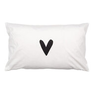 Clayre &amp; Eef   | Kussenhoes Wit Zwart 30x50 cm | BHS36-5
