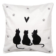 Clayre &amp; Eef   | Kussenhoes Wit Zwart 45x45 cm | PWS21