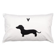 Clayre &amp; Eef   | Kussenhoes Wit Zwart 30x50 cm | PWS36-2