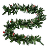 Clayre &amp; Eef   | Decoratie Guirlande Groen Rood 270x7x7 cm | 50818