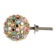 Clayre &amp; Eef   | Deurknop Roze Meerkleurig &oslash; 4x4 cm / S3 cm | 66059