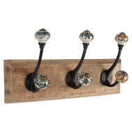 Clayre &amp; Eef   | Wandkapstok 3 haken Bruin 31x10x16 cm | 6H2394