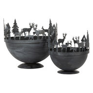 Clayre & Eef | Decoratie schaal (set van 2) Grijs ø 19x17 / ø 13x14 cm | 6Y5787