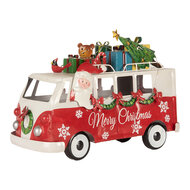 Clayre &amp; Eef   | Decoratie Bus met LED Rood Wit 31x15x21 cm / 2xAA | 6Y5855