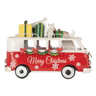 Clayre &amp; Eef   | Decoratie Bus met LED Rood Wit 31x15x21 cm / 2xAA | 6Y5855