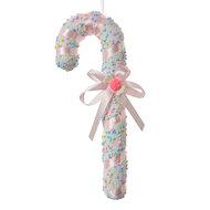Clayre &amp; Eef   | Decoratie hanger Zuurstok Wit Roze 10x3x26 cm | 66182