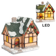Clayre & Eef | Decoratie Huisje met LED Oranje Groen 6x5x6 cm | 6PR5733