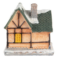 Clayre & Eef | Decoratie Huisje met LED Oranje Groen 6x5x6 cm | 6PR5733