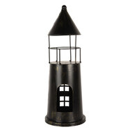 Clayre &amp; Eef   | Decoratie Vuurtoren Zwart &oslash; 16x45 cm | 6Y5790