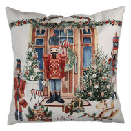 Clayre &amp; Eef   | Kussenhoes Wit Rood 45x45 cm | KT021.403