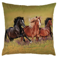 Clayre &amp; Eef   | Kussenhoes Groen Bruin 45x45 cm | KT021.418