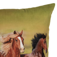 Clayre &amp; Eef   | Kussenhoes Groen Bruin 45x45 cm | KT021.418