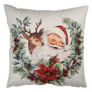 Clayre &amp; Eef   | Kussenhoes Wit Rood 45x45 cm | KT021.420