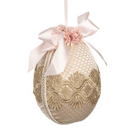 Clayre &amp; Eef   | Decoratie Hanger Ei Beige Roze &oslash; 11x14 cm | 65918