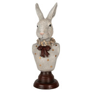 Clayre &amp; Eef   | Decoratie Beeld Konijn Grijs Bruin 13x12x39 cm | 6PR5362