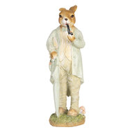 Clayre &amp; Eef   | Decoratie Beeld Konijn Beige Groen 15x12x33 cm | 6PR5448