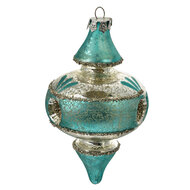Clayre & Eef | Kersthanger Blauw Zilverkleurig ø 8x13 cm | 6GL4716
