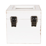 Clayre & Eef | Theedoos Wit Zwart 12x12x12 cm | 6H2397