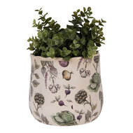 Clayre &amp; Eef   | Bloempot Binnen Beige Groen &oslash; 18x16 cm | 6CETKG0001M