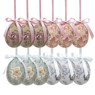 Clayre &amp; Eef   | Decoratie Hanger Ei (set 12) Meerkleurig &oslash; 4x5 cm | 65905