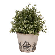 Clayre &amp; Eef   | Bloempot Binnen Beige Zwart &oslash; 12x11 cm | 6CE2123S