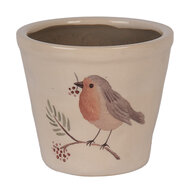 Clayre &amp; Eef   | Bloempot Binnen Beige Bruin &oslash; 12x11 cm | 6CEVGP0001S