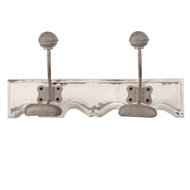 Clayre &amp; Eef   | Wandkapstok 2 haken Wit Grijs 23x6x10 cm | 6H2400