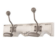 Clayre &amp; Eef   | Wandkapstok 2 haken Wit Grijs 23x6x10 cm | 6H2400