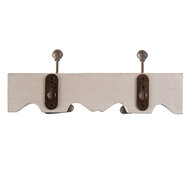 Clayre &amp; Eef   | Wandkapstok 2 haken Wit Grijs 23x6x10 cm | 6H2400