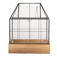 Clayre &amp; Eef   | Decoratie Kweekkasje Transparant Bruin 26x17x32 cm | 6GL5363