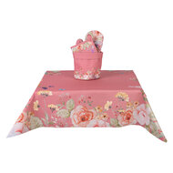 Clayre &amp; Eef   | Vierkant Tafelkleed Roze Beige 100x100 cm | FFA01P