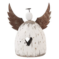 Clayre & Eef | Kerstdecoratie Engel Wit Bruin 19x6x21 cm | 6H2419L