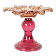 Clayre &amp; Eef   | Glazen Theelichthouder Oranje Roze &oslash; 14x11 cm | 6GL5338O