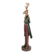 Clayre & Eef | Decoratie Hert Bruin Rood 9x9x37 cm | 6PR5408