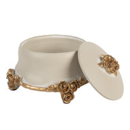 Clayre &amp; Eef   | Sieradendoos Beige Goudkleurig &oslash; 14x9 cm | 6PR5802