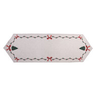 Clayre &amp; Eef   | Tafelloper Beige Groen Rood 50x160 cm | TCH65