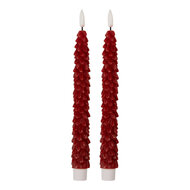 Clayre &amp; Eef   | Kaars met LED set van 2 Rood &oslash; 3x25 cm / 2xAAA | 6CA0001R
