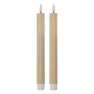 Clayre &amp; Eef   | Kaars met LED set van 2 Beige &oslash; 2x25 cm / 2xAAA | 6CA0002BE